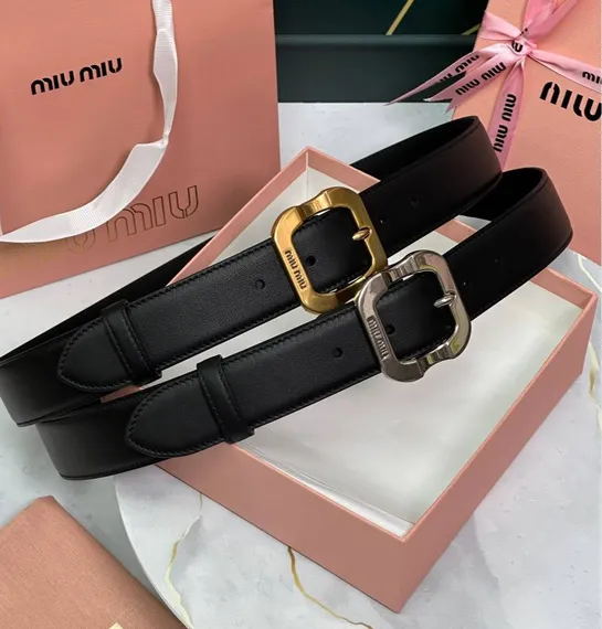 Кожаный ремень Miu Miu, чёрный