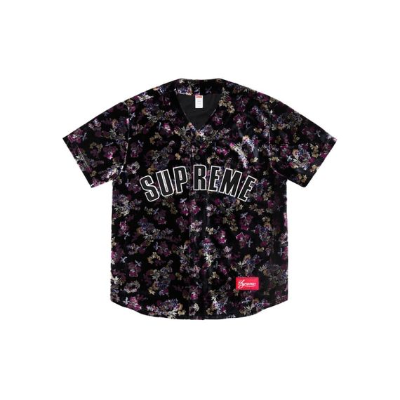 Supreme FW19 Week 1 Floral Velour Baseball Jersey