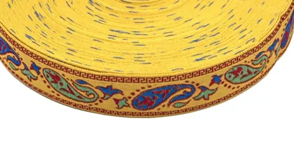 Тесьма жаккард 1852, рис. 9061, ш. 2,3 см, жёлтый