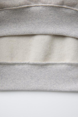 ZARA ТОЛСТОВКА С НАДПИСЬЮ, СЕРЫЙ С МЕЛАНЖЕВЫМ ЭФФЕКТОМ