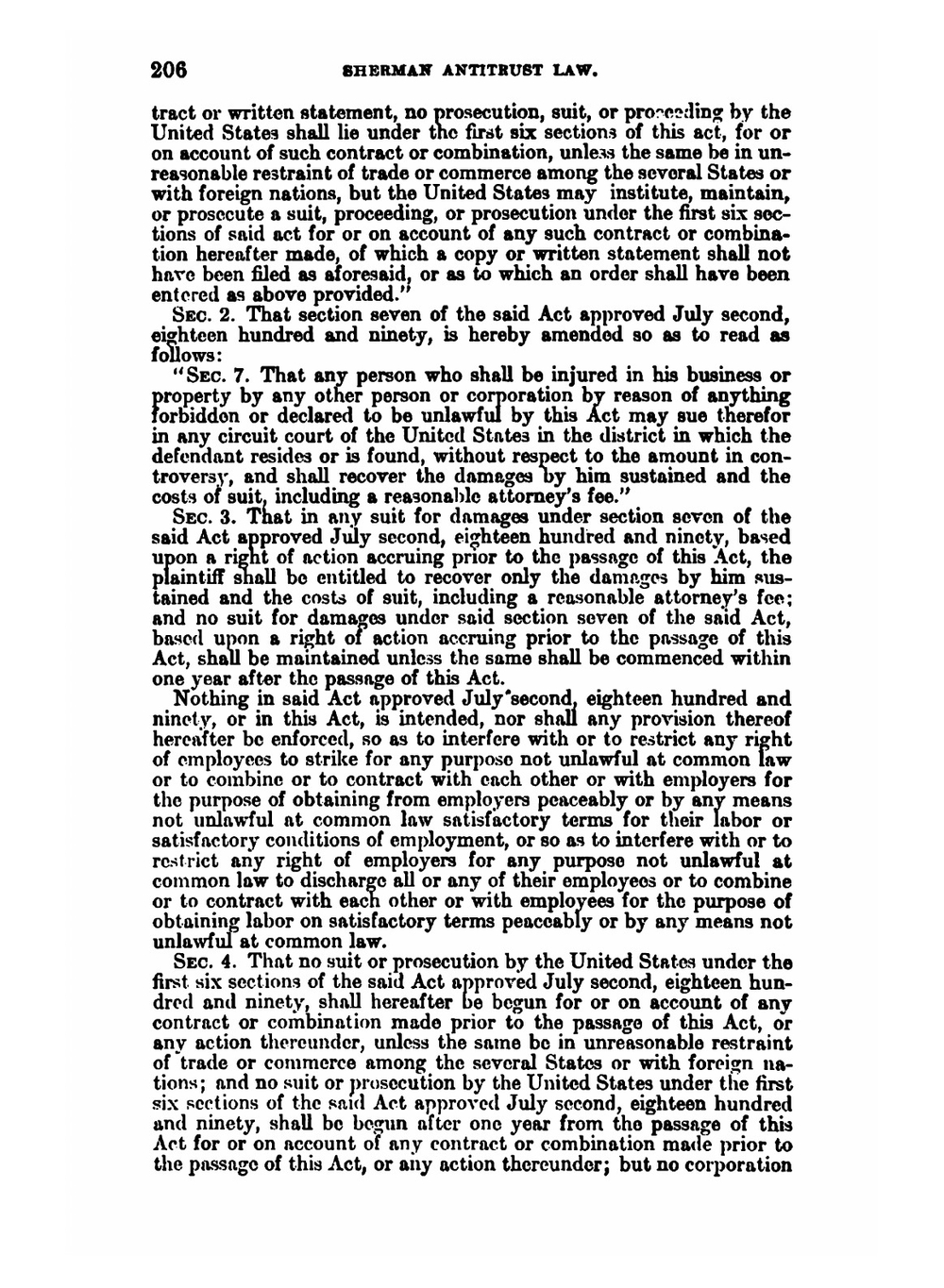 Amendment of Sherman Antitrust Law | H. R.