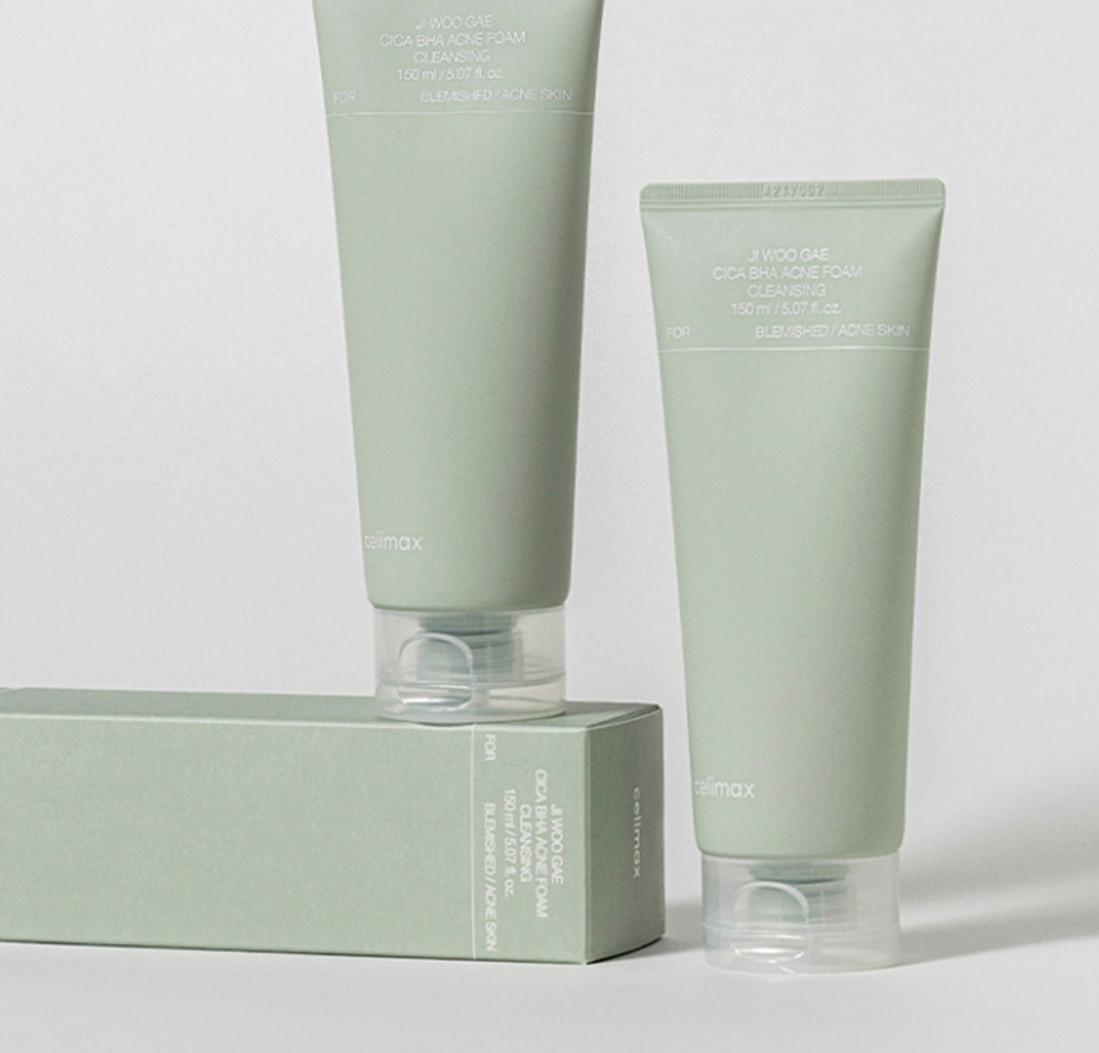 Celimax Пенка для умывания с центеллой против акне - Jiwoogae cica BHA acne foam cleansing, 150мл
