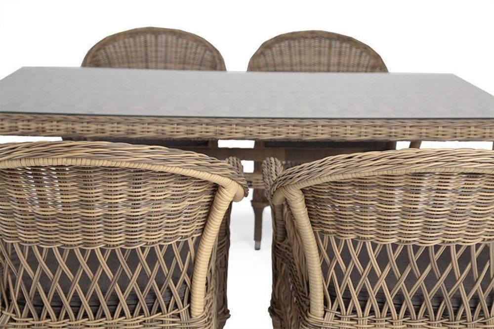 "Амароне" обеденная группа из искусственного ротанга на 6 персон, цвет соломенный