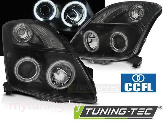 Передние фары Angel Eyes для Suzuki Swift II (05-10) CCFL Black