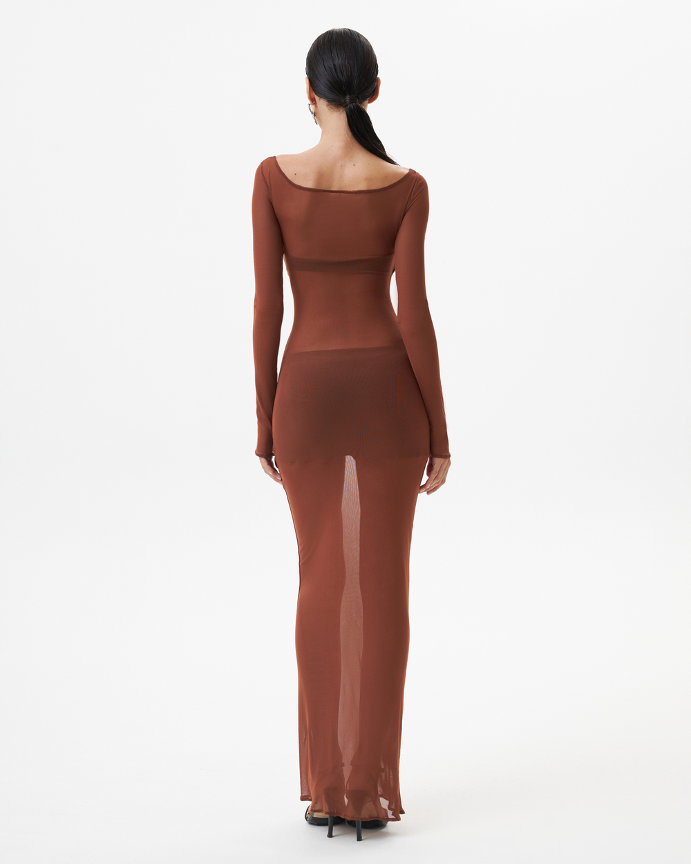 BROWN MESH DRESS