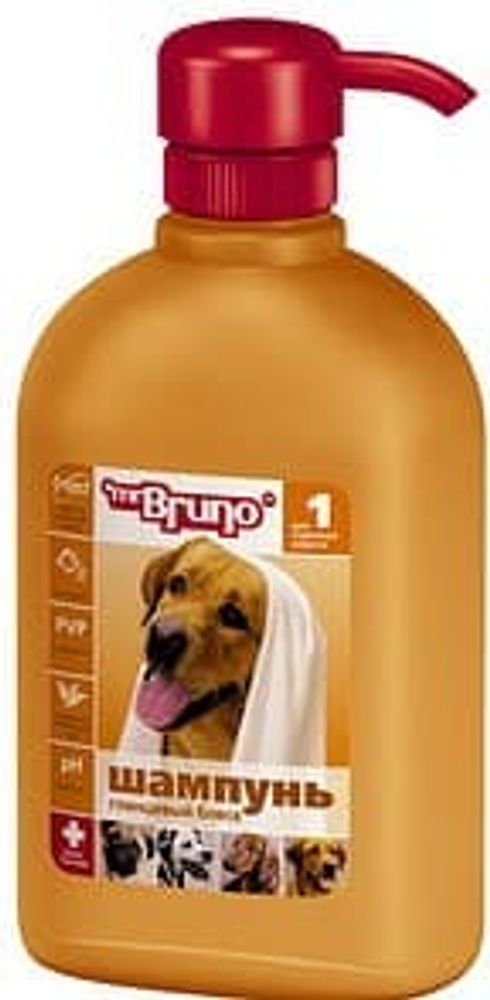 Mr. BRUNO 350 мл шампунь-кондиционер №1 для короткошерстных собак Глянцевый блеск