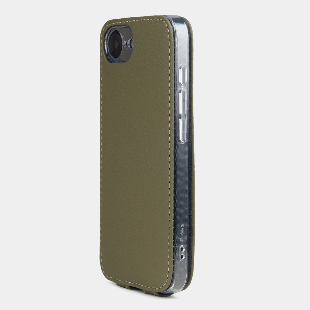 Чехол для iPhone 16E из кожи теленка, зеленого цвета