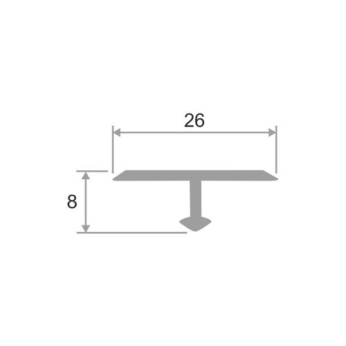 Латунный профиль-вставка Т-образная ЛПТ-26 2700 мм