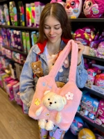 Сумка плюшевая пушистая через плечо сумочка игрушка мишка