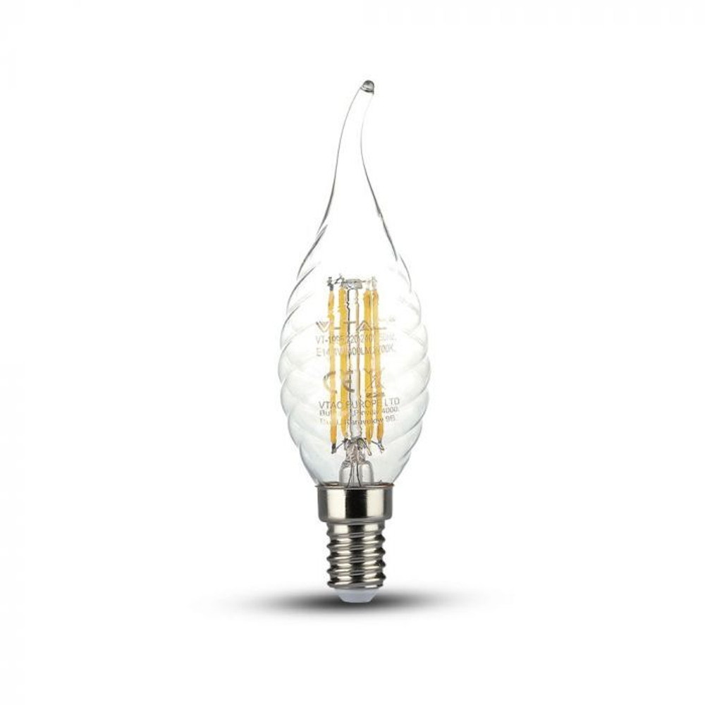 Лампа светодиодная, филамент V-TAC, E14, 4 Вт, 2700К, SKU 4308
