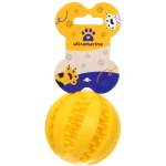 Игрушка - мячик для собак средних и крупных пород «ЗУБОЧИСТКА», цвет желтый, d-7см (лейбл)
