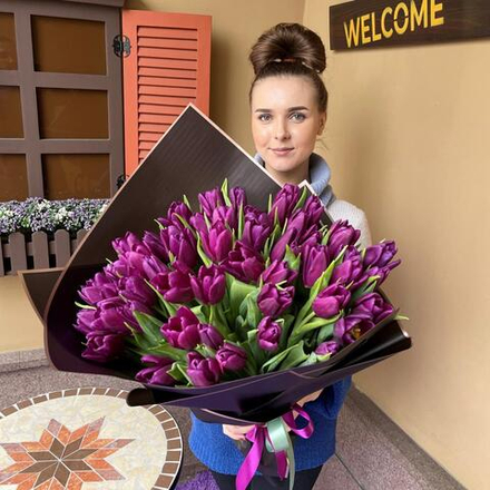Купить Букет из тюльпанов «Purple queen»