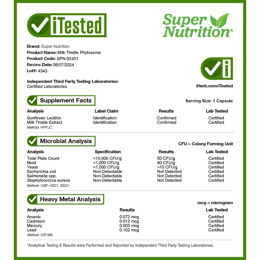 Super Nutrition, фитосомы расторопши, 160 мг, 60 растительных капсул