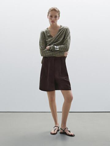 Massimo Dutti Плиссированные шорты, коричневый