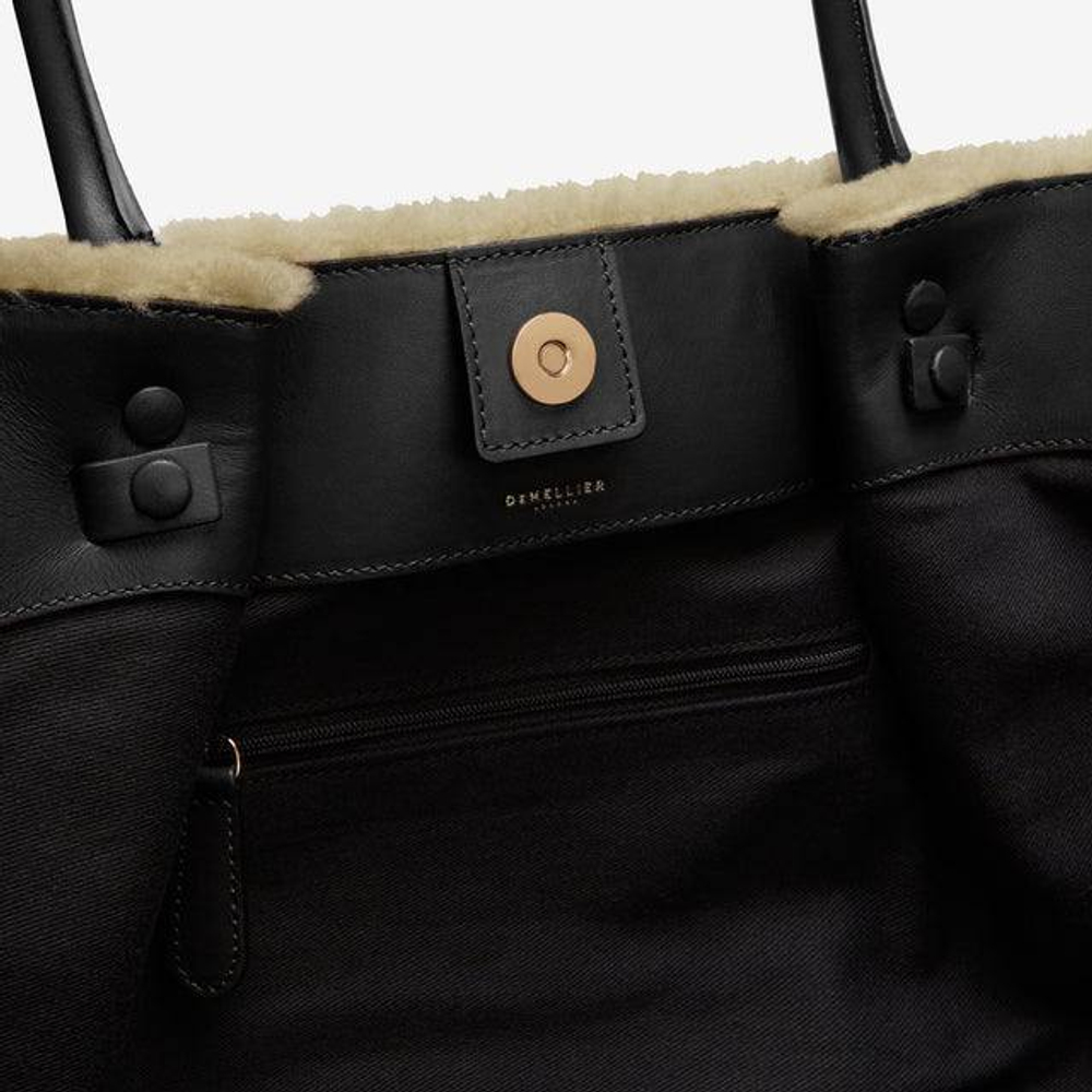 Сумка DeMellier The New York Beige Shearling & Black Smooth