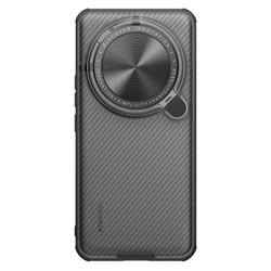 Чехол прозрачный тонированный (Transparent Black) от Nillkin с металлической откидной крышкой для камеры на Xiaomi 14 Ultra, серия CamShield Prop Case