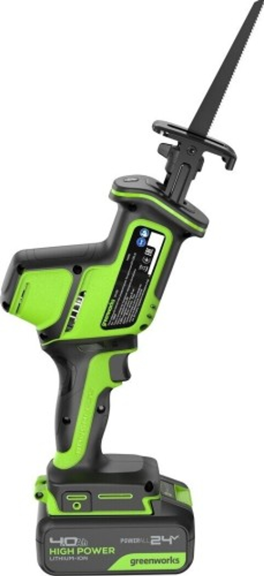 Пила сабельная аккумуляторная GREENWORKS GPT-CRS-25 24V, АКБ 4Ач и ЗУ 1200507CUB