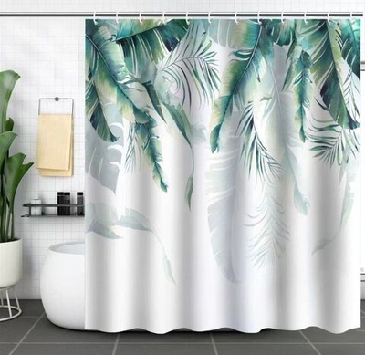 Штора для ванной комнаты и туалета тканевая занавеска для душа 180*180 см "Пальмовые ветви"