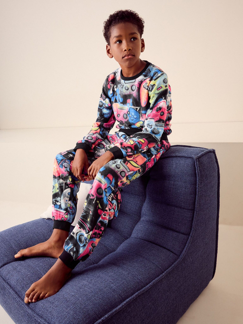 Пижама флисовая для мальчика Next B88-710, Черный, Желтый, Красный