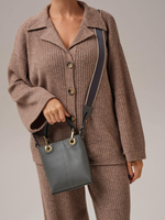 Сумка кожаная кросс-боди Deboro 30347 серый/сафьяно