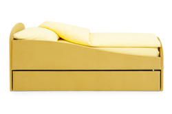 Детская мягкая кровать с ящиком Бельмарко Letmo горчичный велюр