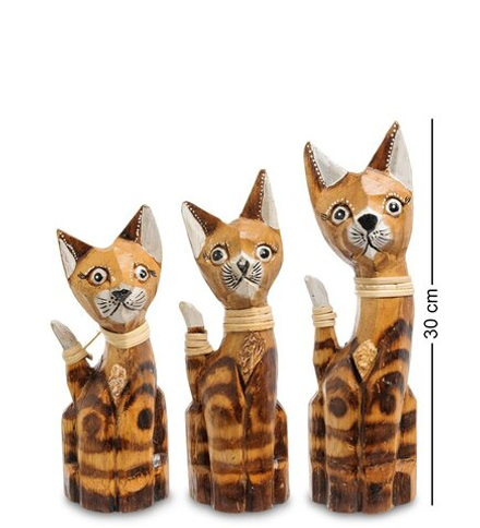 99-031 Фигурка «Кошка» н-р из трех 30,25,20 см (албезия, о.Бали)