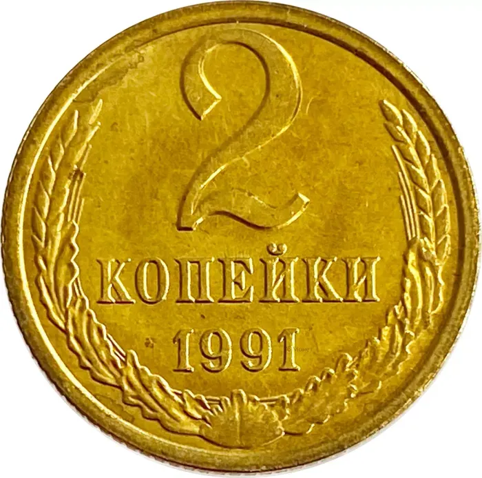 2 копейки 1991 Л Штемпельный блеск