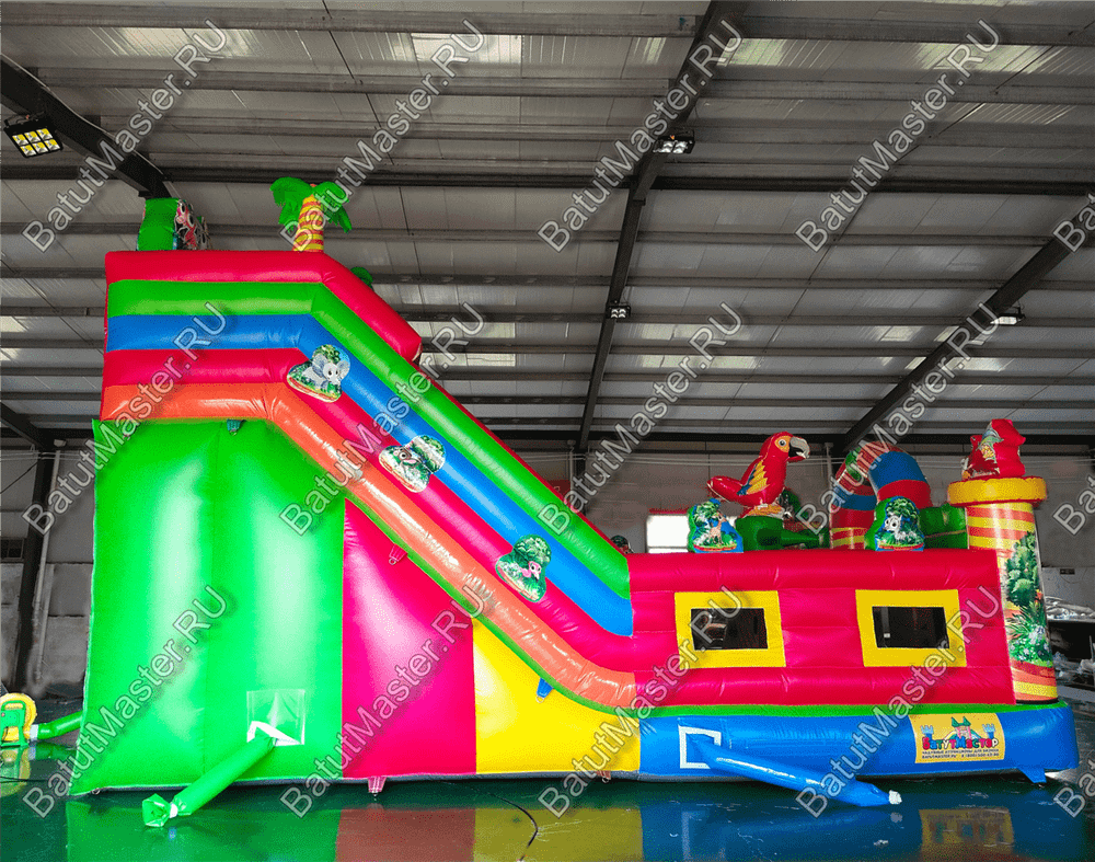 Коммерческий надувной батут "Дружная компания с окнами", 8*6*5,5 m