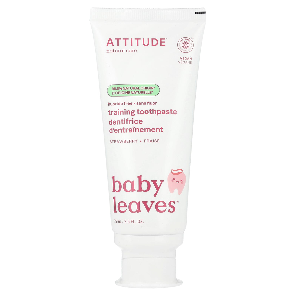 ATTITUDE, Baby Leaves™, зубная паста для тренировок без фтора, клубника, 75 мл (2,5 жидк. унции)