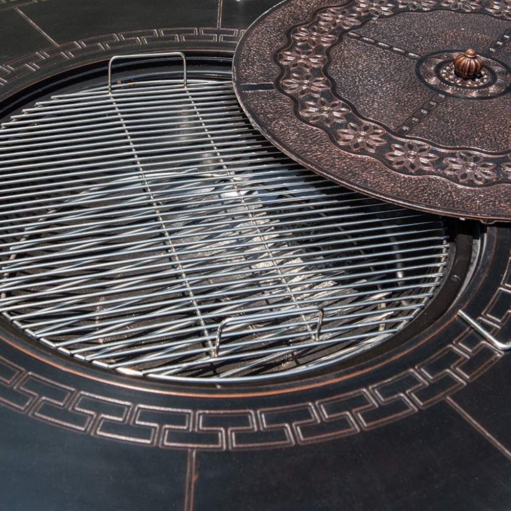 Обеденный комплект из литого алюминия стол Барбекю-4(122см) + 2 кресла Вулкан