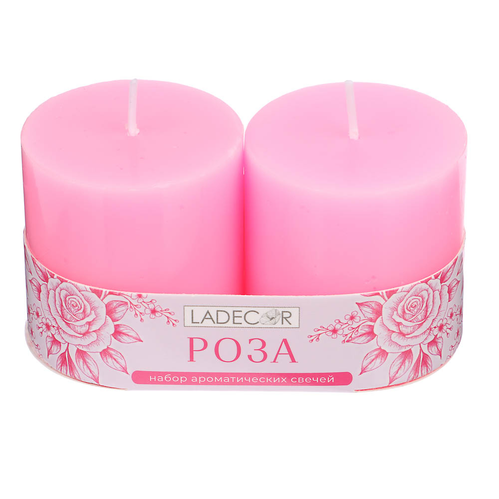 LADECOR Набор свечей, 2 шт, 5x5 см, парафин, 6 цветов