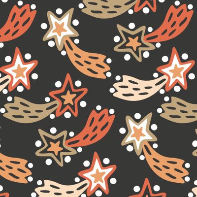Buy kids fabric hand drawn comet stars black
