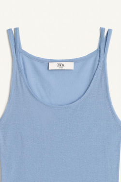 ZARA ТОП НА ТОНКИХ БРЕТЕЛЯХ - LIMITED EDITION, ВАСИЛЬКОВЫЙ