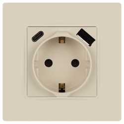 Розетка ЭРА Серия 12 12-4108-02 2P+E 16A-250В со шторками с USB type-A+C 5В-3А слоновая кость
