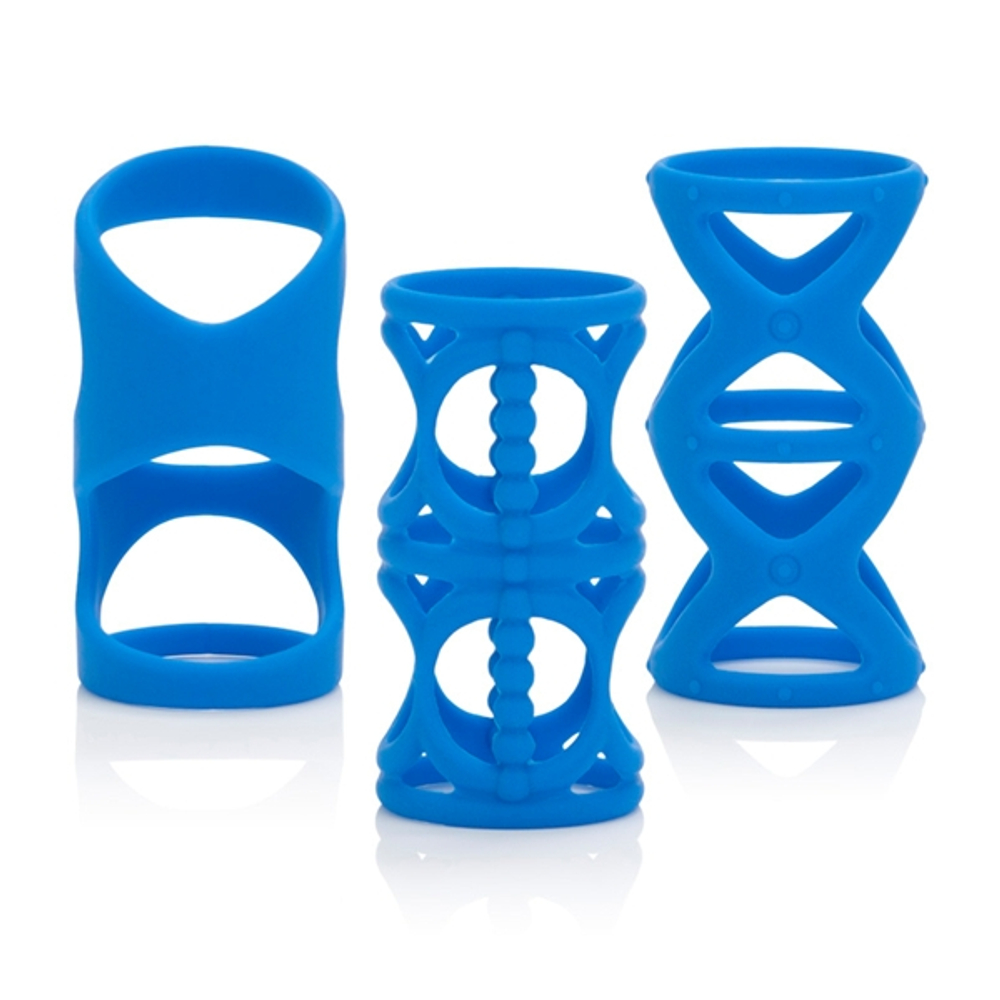 Набор насадок на пенис голубого цвета Posh Silicone Lovers Cages