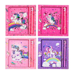 Блокнот детский Basir на замке, с ручкой, формат А6, серия "Единорог", с игрушкой, переплет 7БЦ, 18*13.2 см, 48 листов, ассорти