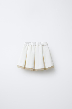 ZARA ПЛИССИРОВАННАЯ ЮБКА, ЖЕЛТОВАТО-БЕЛЫЙ