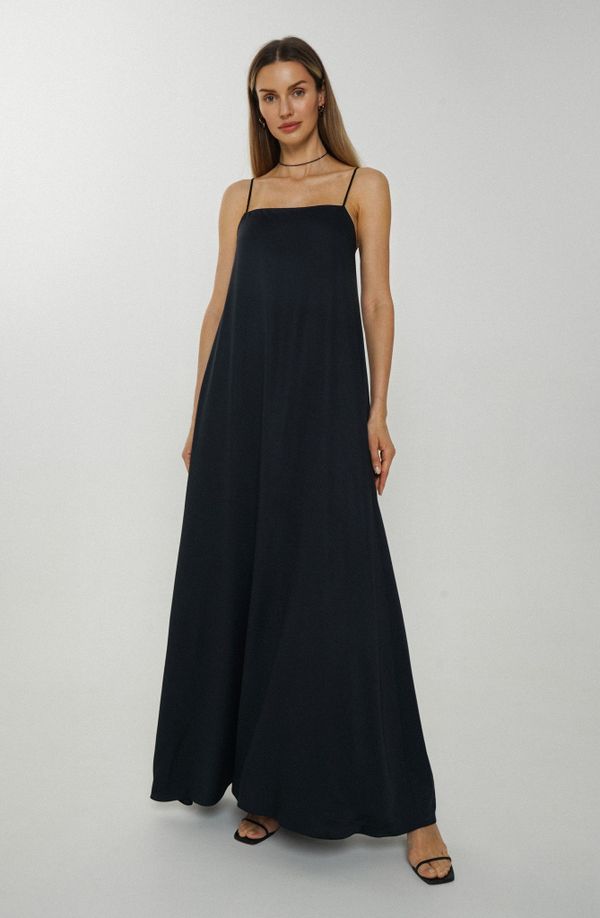 Платье-комбинация А-силуэта AD044 черное - фото 1