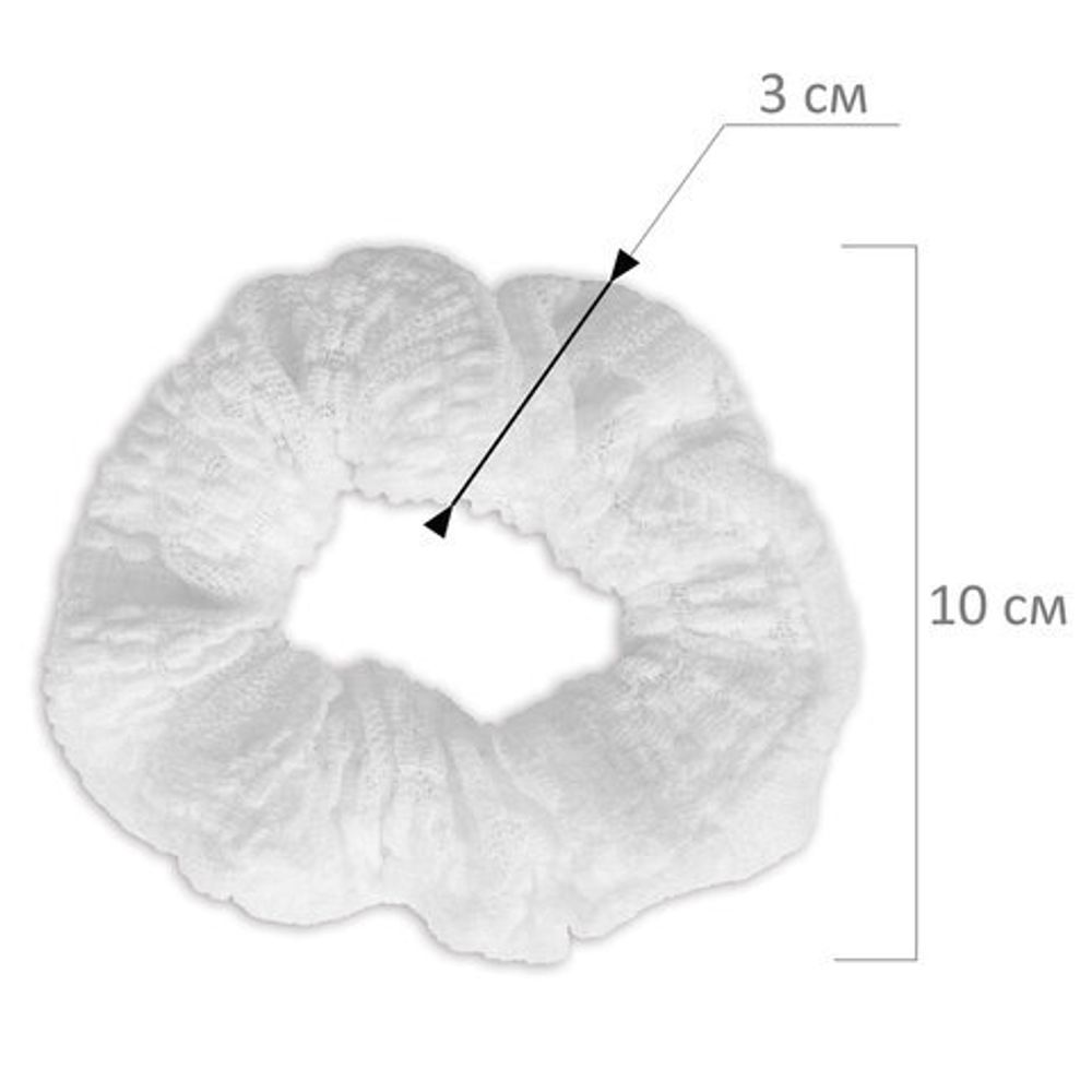 Резинка для волос 3х22 см, скранч, белый, MONTE VITA, 457121