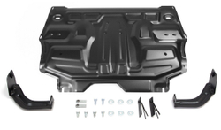 Защита картера и КПП AutoMax для Seat Ibiza IV (V - все) 2008-2015/Skoda Fabia II (V - 1.2; 1.4; 1.6) 2007-2014/Skoda Fabia RS II (V - 1.4 (180 л.с.)) 2010-2014/Skoda Rapid I (V - все) 2013-2020/Skoda Rapid II (V - 1.6) 2020-н.в./Skoda Roomster (V - все) 2006-2015/Volkswagen Polo IV рестайлинг хэтчбек (V - все) 2005-2009/Volkswagen Polo V хэтчбек (V - все) 2010-2015/Volkswagen Polo V седан (V - 1.4 (125 л.с.); 1.6 (85/90/105/110 л.с.)) 2010-2020/Volkswagen Polo VI лифтбек (V - 1.4 (125 л.с.); 1.6 (90/110 л.с.)) 2020-н.в., сталь 1.5 мм, с крепежом, штампованная, AM.5877.1