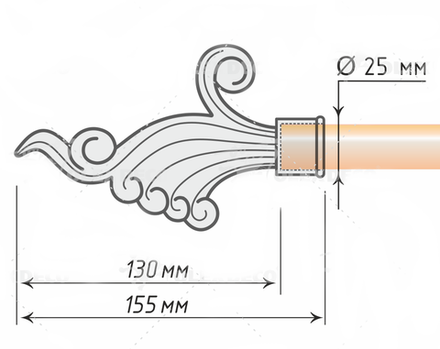 Наконечники для кованых карнизов d25 мм Венус, цвет антик