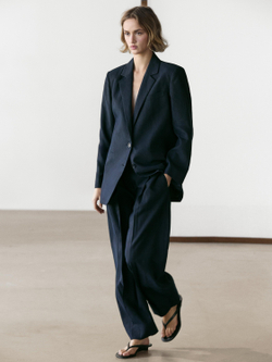 Massimo Dutti Брюки из льна, темно-синий