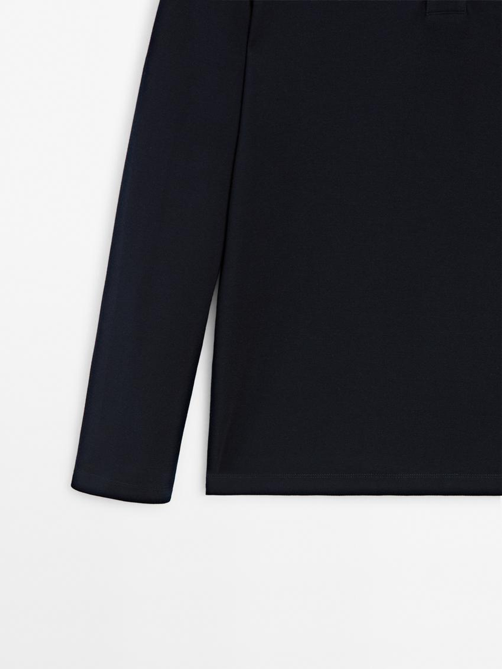 Massimo Dutti Поло с пуговицами, темно-синий