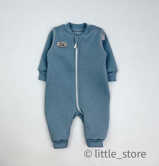 Комбинезон из футера с начесом "Смайлики" Пепельный, с манжетами