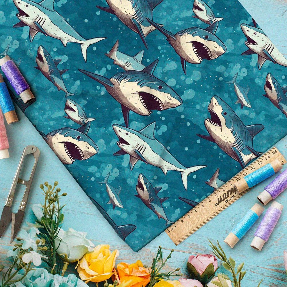 Ткань премиум мембрана хищные акулы