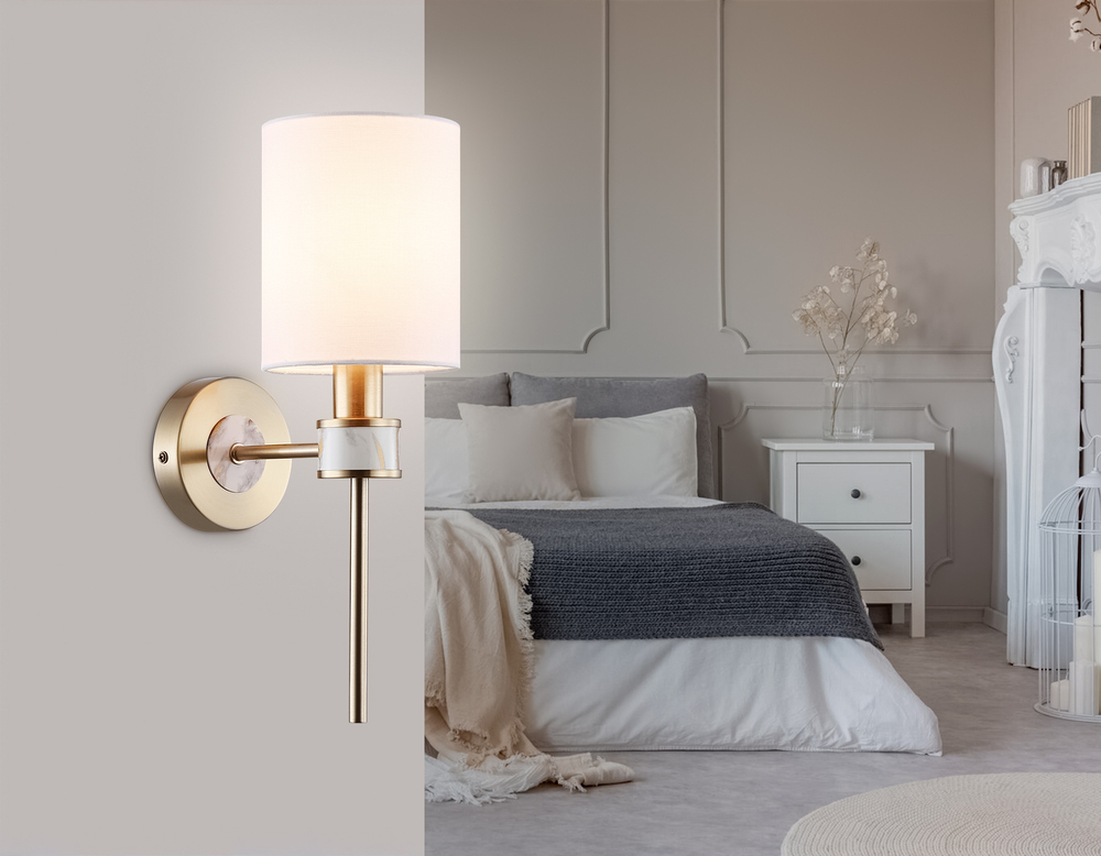 Светильник настенный LH72375 DBS/WH темная латунь/белый E14 max 40W 190*120*370