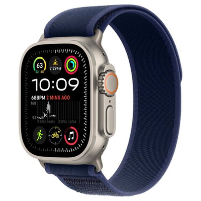Умные часы Apple Watch Ultra 2 (2024) GPS+Cellular 49mm, Natural Titanium ремешок "Blue Trail Loop", размер M/L 145–210mm (MX4L3)
