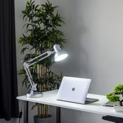 TLI-221 SILVER E27 Светильник настольный. Цоколь Е27. 60W. Механический выключатель. Серебристый. ТМ Uniel