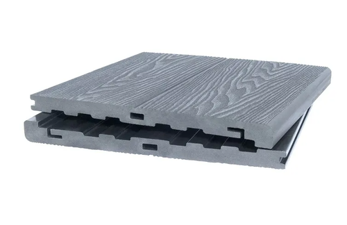 Ступень полнотелая из ДПК POLIVAN SINGARAJA 3D фактура дерева серая