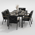 Обеденная группа Ideal Patio  КАНА ФЕСТА плюс каркас карбон, стол стекло 180, ткань черная